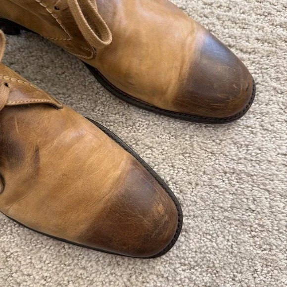 DOUCAL'S‎ ITALY Leather Desert Boots Tan Brown Lace Up Chukka Ankle Men 10.5 - Picture 3 of 11